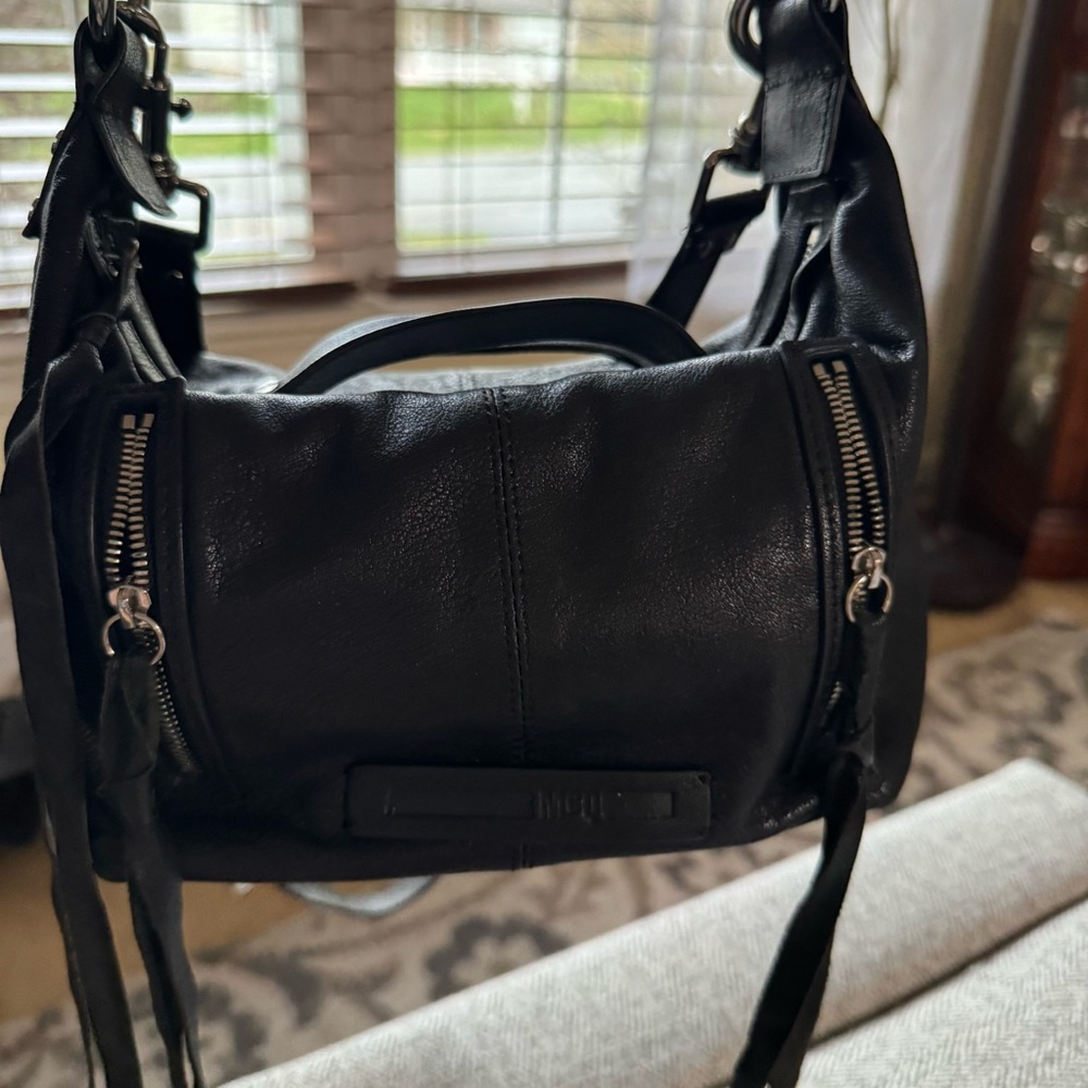 Alexander McQueen Black Leather Crossbody Bag mini hobo - Picture 11 of 14
